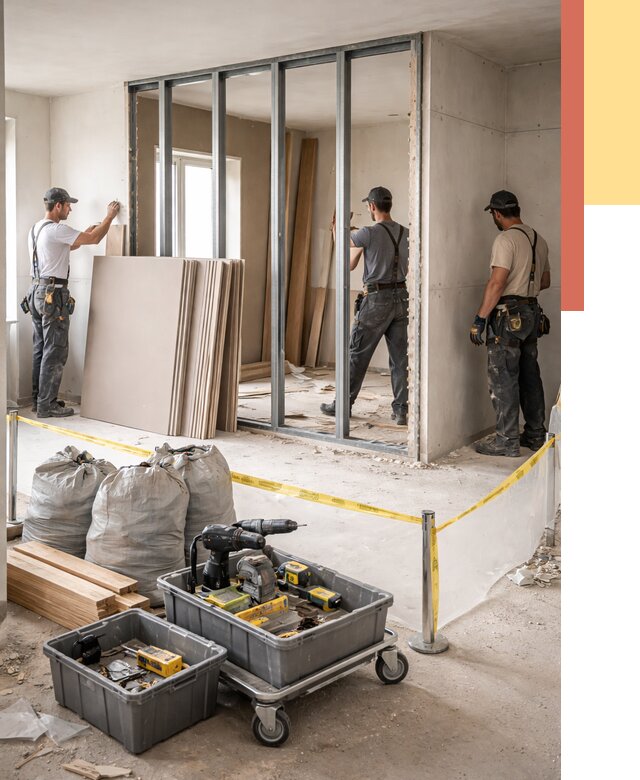 Перенос гипсокартонной перегородки в Полевском под ключ от 4619 руб. | Демонтаж и монтаж – ОТДЕЛОЧНИК-Плв