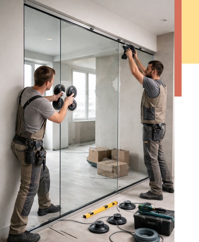 Монтаж стеклянных перегородок в Полевском от 6672 руб. | ОТДЕЛОЧНИК-Плв