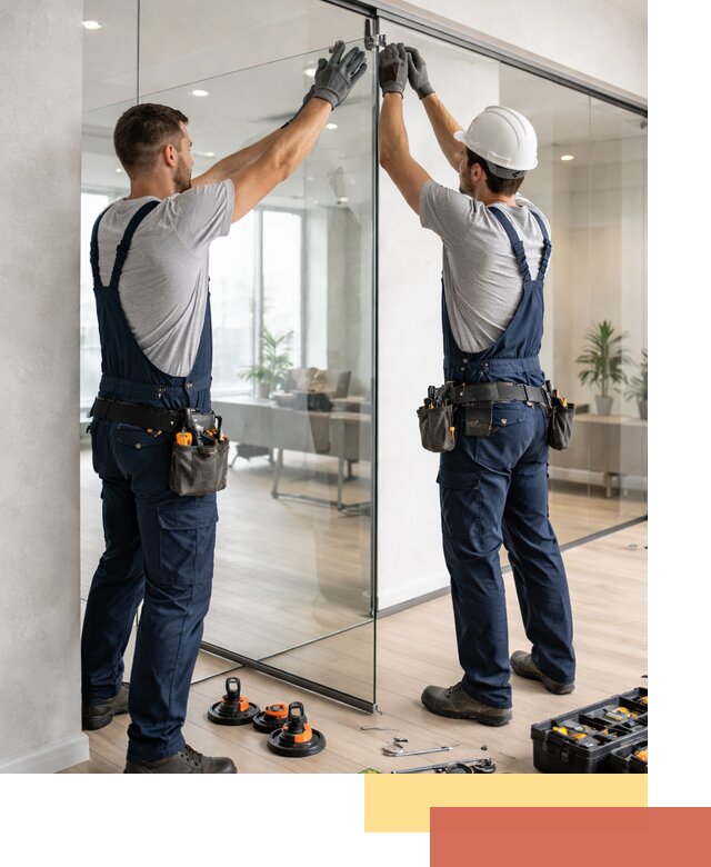 Безрамные стеклянные перегородки под ключ в Полевском