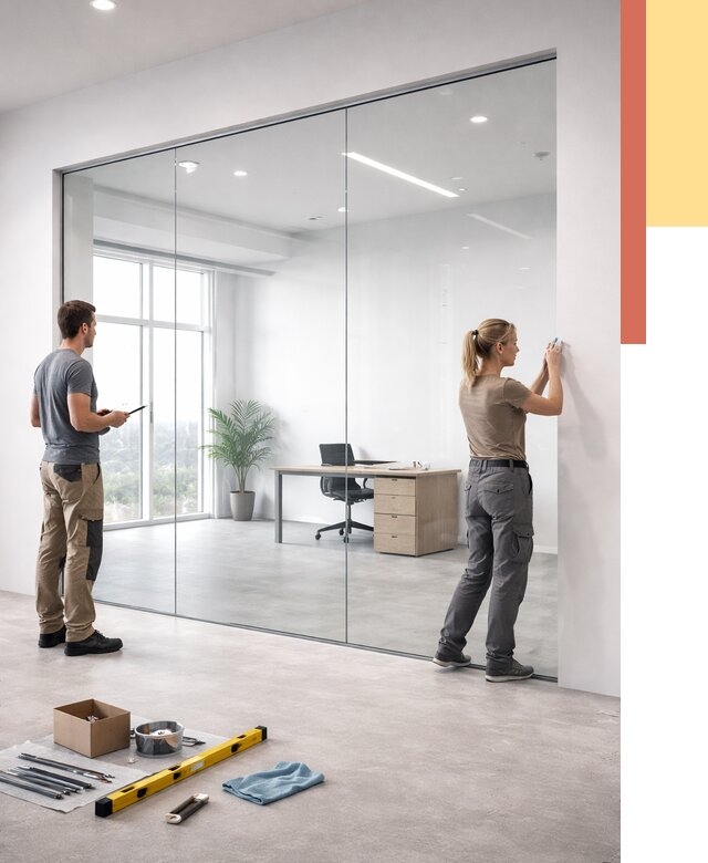 Перегородки из закаленного стекла в Полевском от 9752 руб. под ключ | ОТДЕЛОЧНИК-Плв