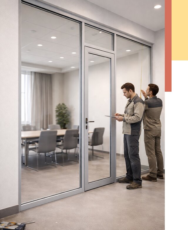 Установка и монтаж алюминиевых перегородок со стеклом в Полевском от 8417 руб. | ОТДЕЛОЧНИК-Плв