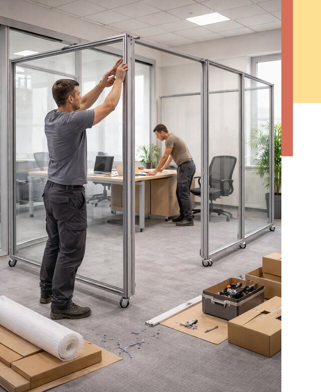 Мобильные офисные перегородки в Полевском от 12831 руб. — установка под ключ | ОТДЕЛОЧНИК-Плв