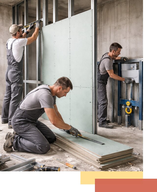 Монтаж и ремонт сантехнических перегородок в Полевском