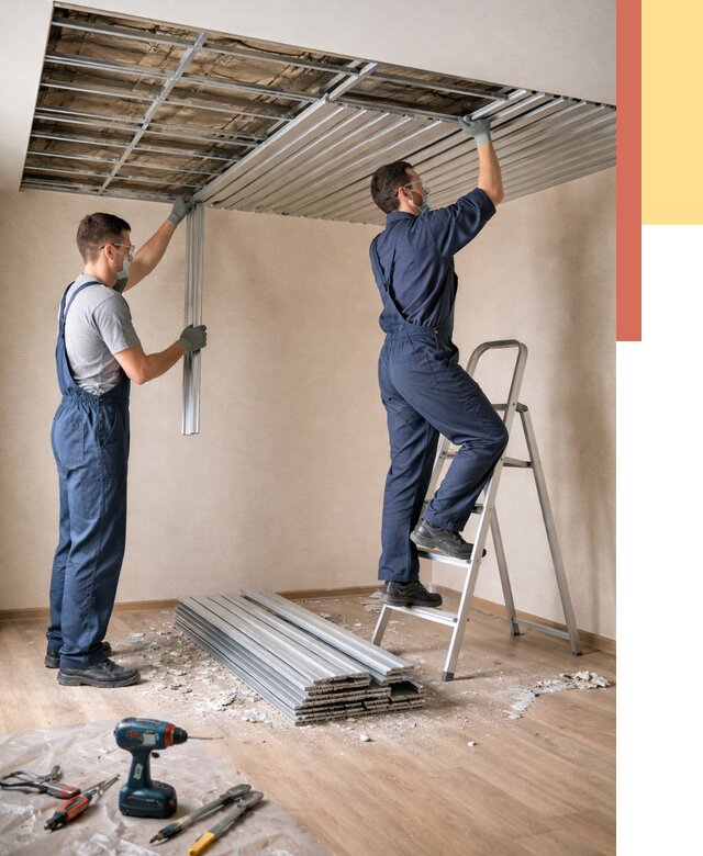 Демонтаж реечного потолка в Полевском от 4619 руб. быстро и недорого | ОТДЕЛОЧНИК-Плв