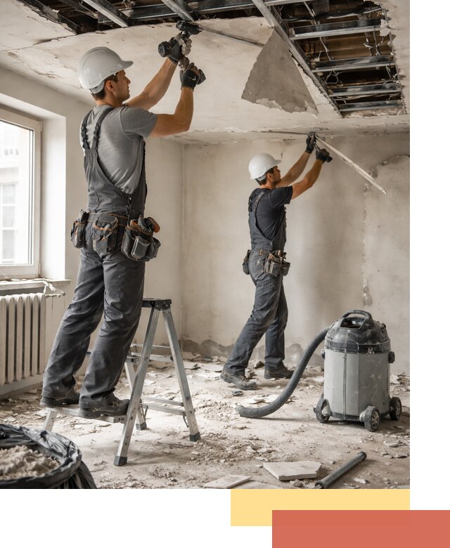 Демонтаж гипсокартонного потолка в Полевском быстро и аккуратно