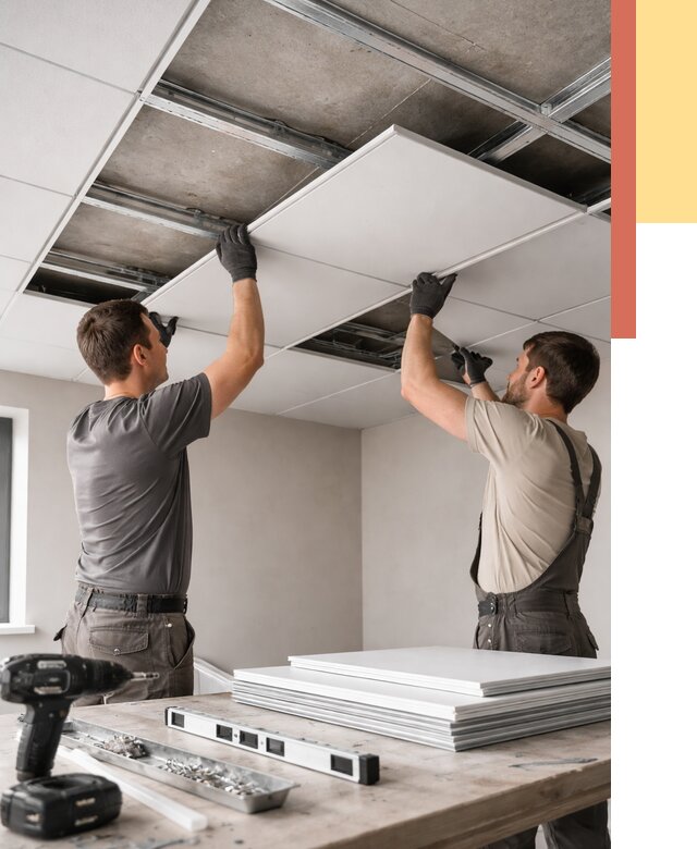 Монтаж кассетного потолка в Полевском от 4619 руб/м2 — установка и сборка | ОТДЕЛОЧНИК-Плв