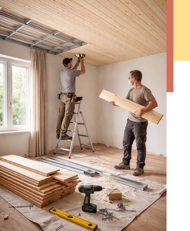 Монтаж потолка из вагонки в Полевском от 6672 руб. | Быстро и недорого — ОТДЕЛОЧНИК-Плв