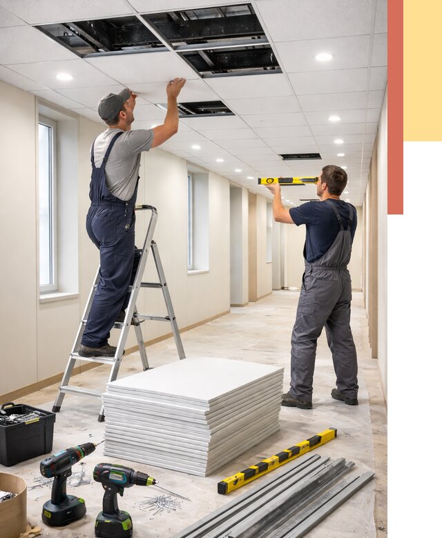 Ремонт потолка Армстронг в Полевском от 4619 руб. — быстро и недорого | ОТДЕЛОЧНИК-Плв