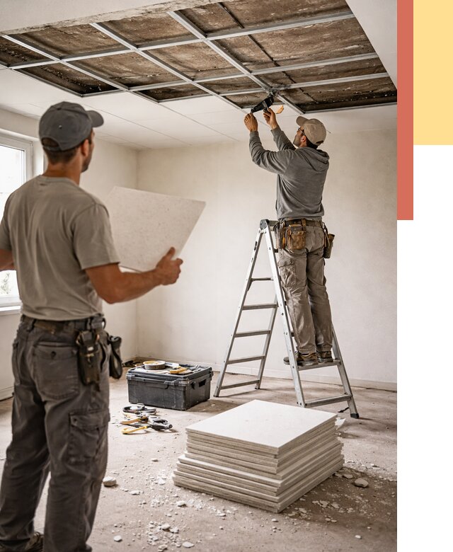 Замена плит подвесного потолка в Полевском от 1796 руб. быстро и недорого | ОТДЕЛОЧНИК-Плв