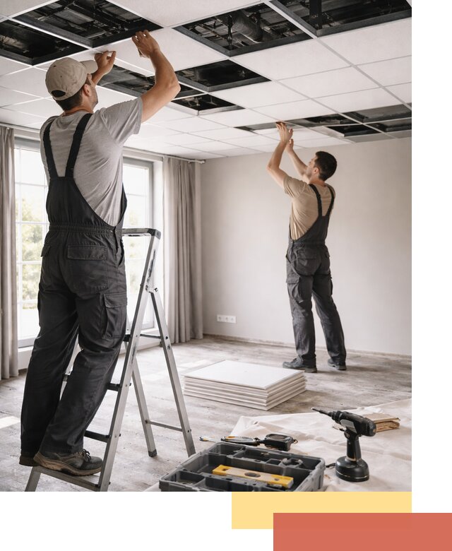 Замена плит подвесного потолка в Полевском быстро и качественно