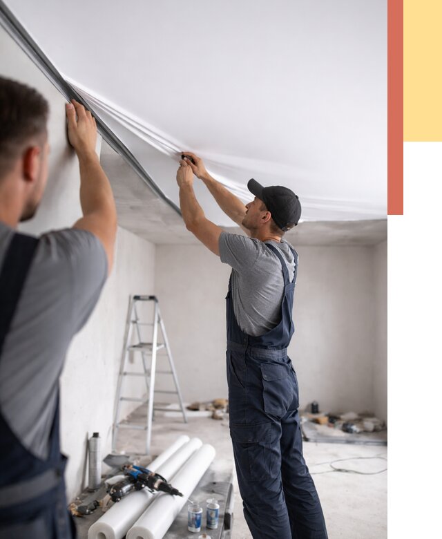 Монтаж матового натяжного потолка в Полевском от 4619 руб./м² — быстро и недорого | ОТДЕЛОЧНИК-Плв