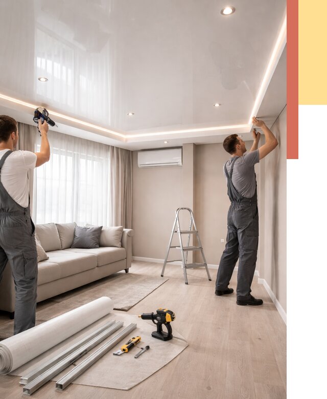 Монтаж глянцевого натяжного потолка в Полевском от 770 руб. под ключ | ОТДЕЛОЧНИК-Плв