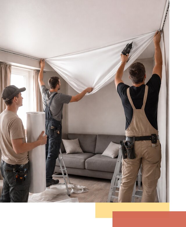 Монтаж сатинового натяжного потолка в Полевском качественно и быстро