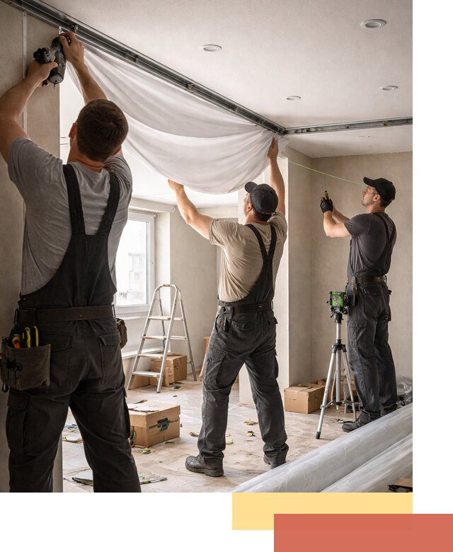 Монтаж парящего натяжного потолка под ключ в Полевском