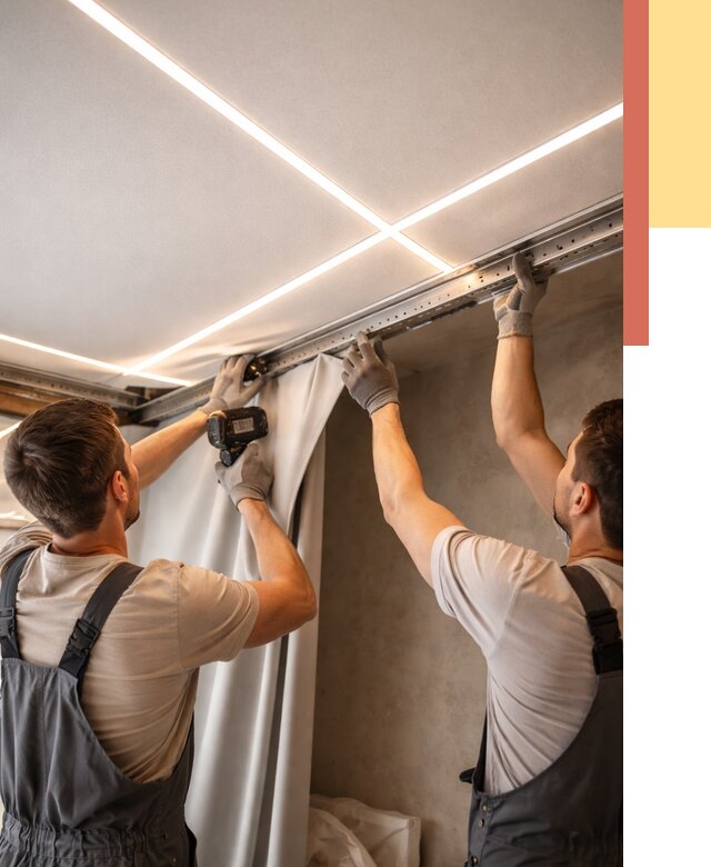 Монтаж натяжного потолка со световыми линиями в Полевском от 1232 руб. | ОТДЕЛОЧНИК-Плв