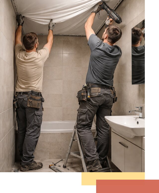 Монтаж натяжного потолка в ванной в Полевском быстро и качественно