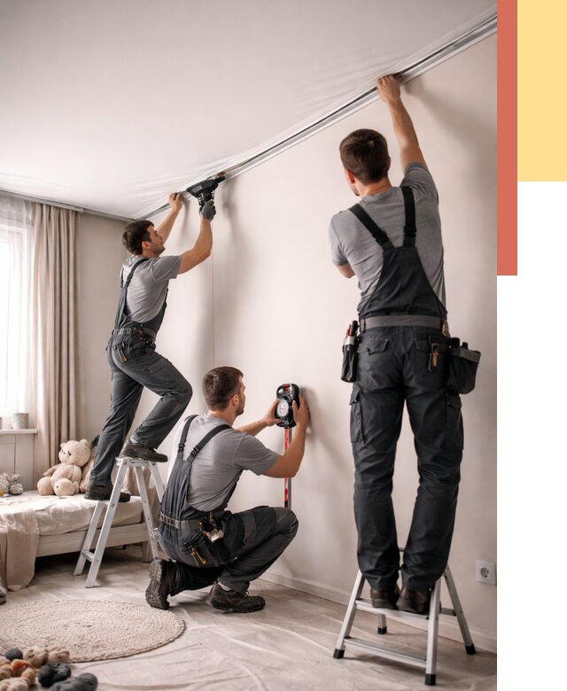 Монтаж натяжного потолка в детской в Полевском от 3593 руб. — быстро и недорого | ОТДЕЛОЧНИК-Плв