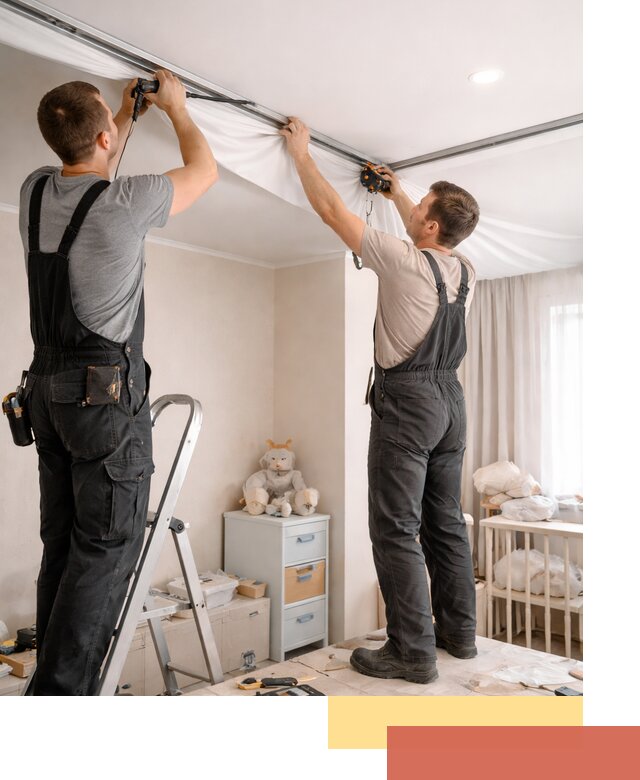 Монтаж натяжного потолка в детской комнате в Полевском