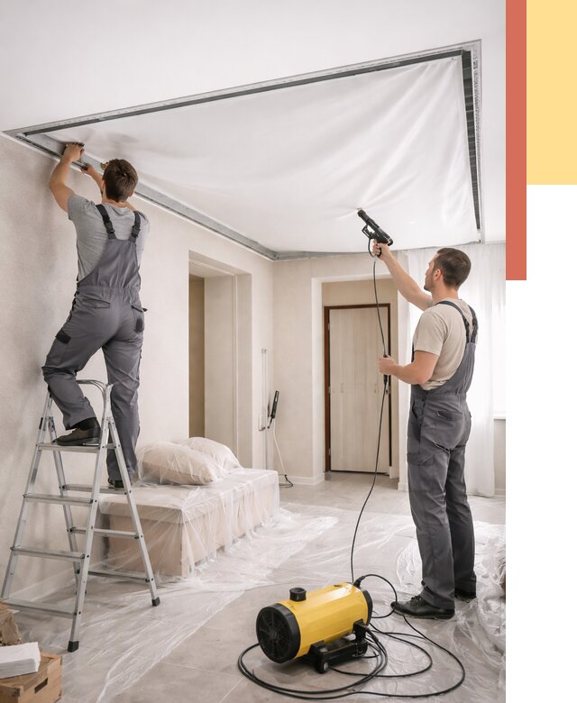 Монтаж натяжного потолка в прихожей в Полевском от 2720 руб. под ключ | ОТДЕЛОЧНИК-Плв