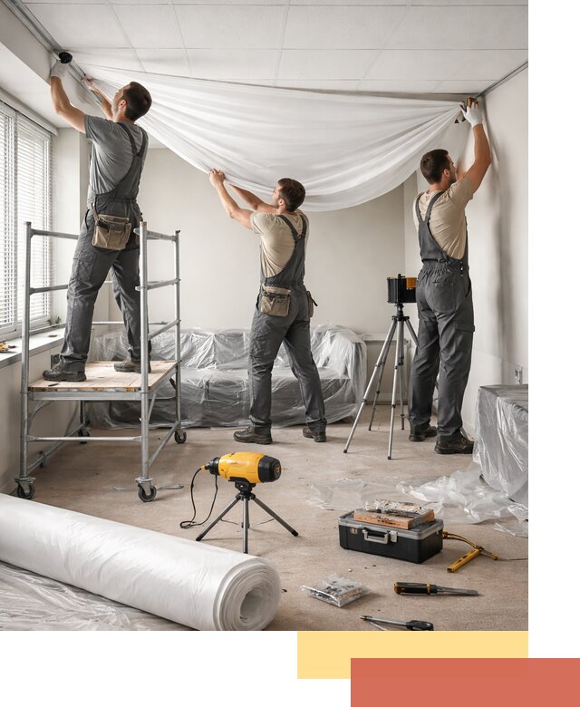 Монтаж натяжного потолка в офисе в Полевском