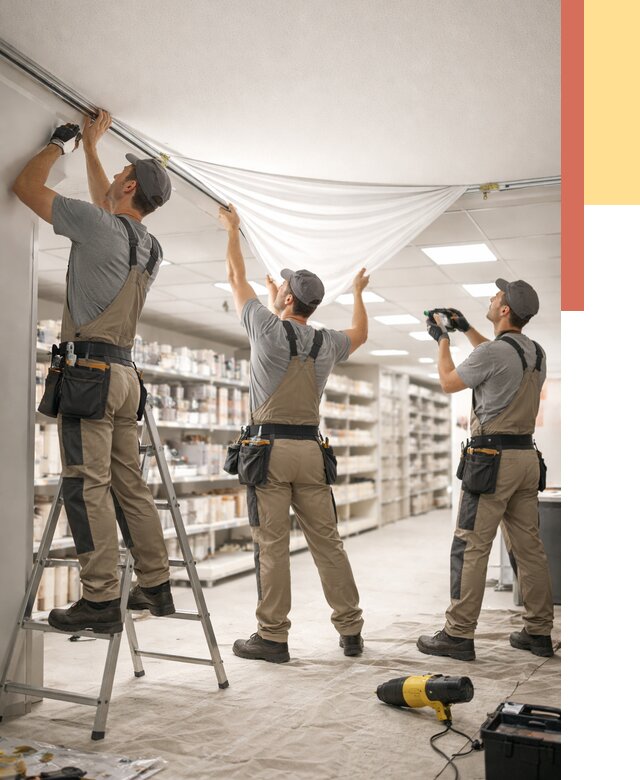 Монтаж натяжного потолка в магазине в Полевском от 4619 руб. быстро и недорого | ОТДЕЛОЧНИК-Плв