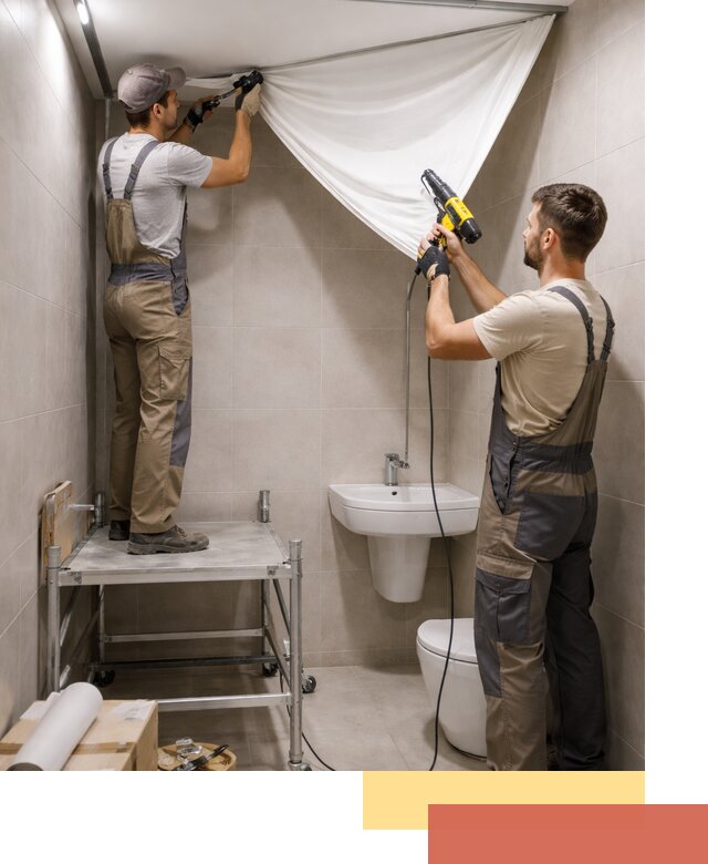 Монтаж натяжного потолка в санузле в Полевском