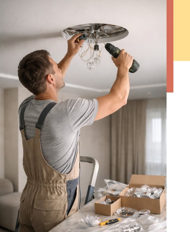 Установка люстры в натяжной потолок в Полевском от 1232 руб. | Быстро и недорого — ОТДЕЛОЧНИК-Плв