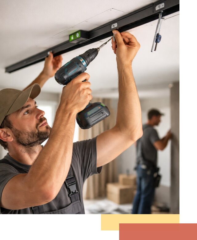 Установка трековых светильников в натяжной потолок в Полевском