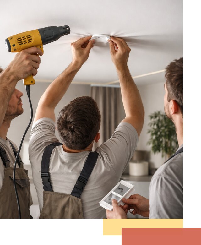 Ремонт прокола полотна натяжного потолка в Полевском