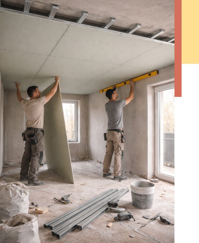 Одноуровневый потолок из гипсокартона в Полевском от 770 руб. — монтаж под ключ | ОТДЕЛОЧНИК-Плв