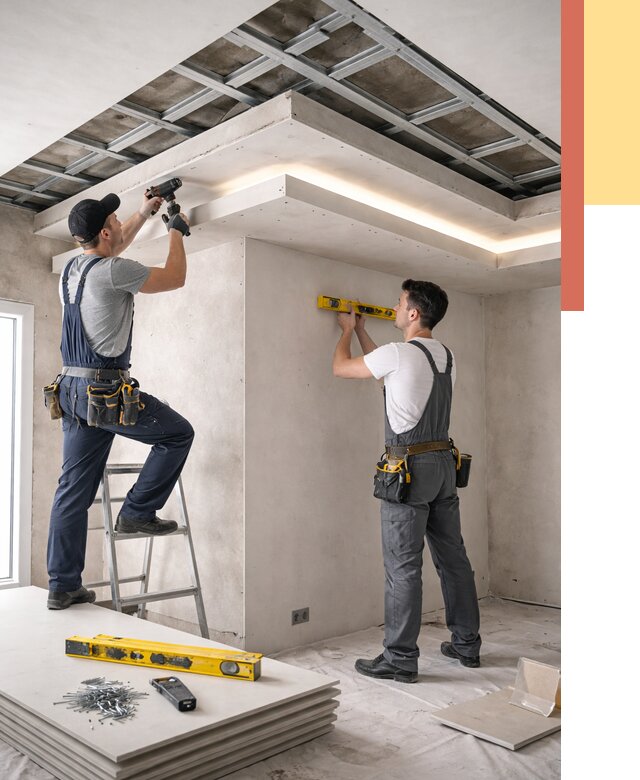 Двухуровневый потолок из гипсокартона в Полевском от 1488 руб. под ключ | ОТДЕЛОЧНИК-Плв