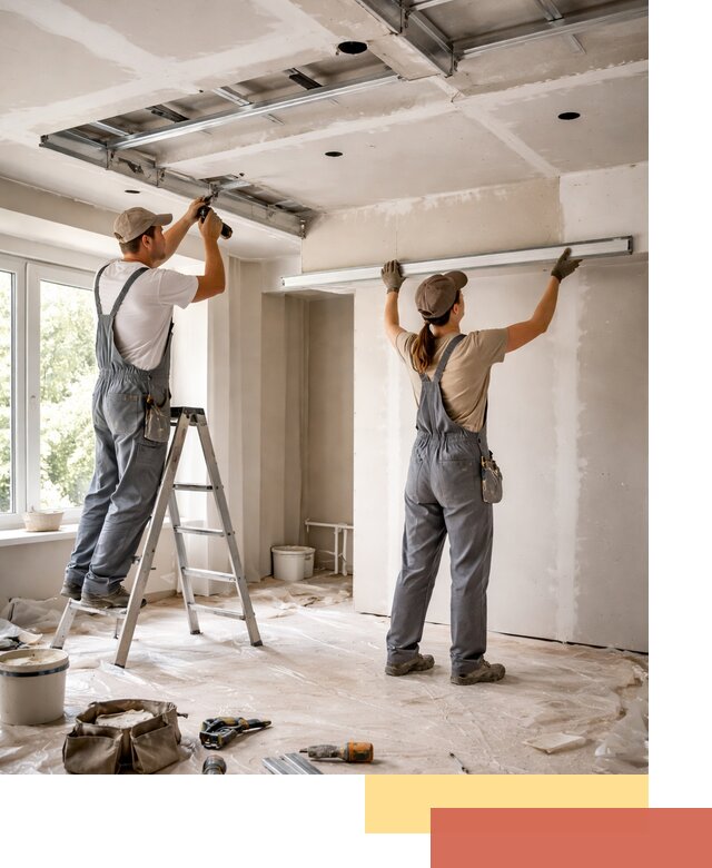 Монтаж многоуровневого потолка из гипсокартона в Полевском