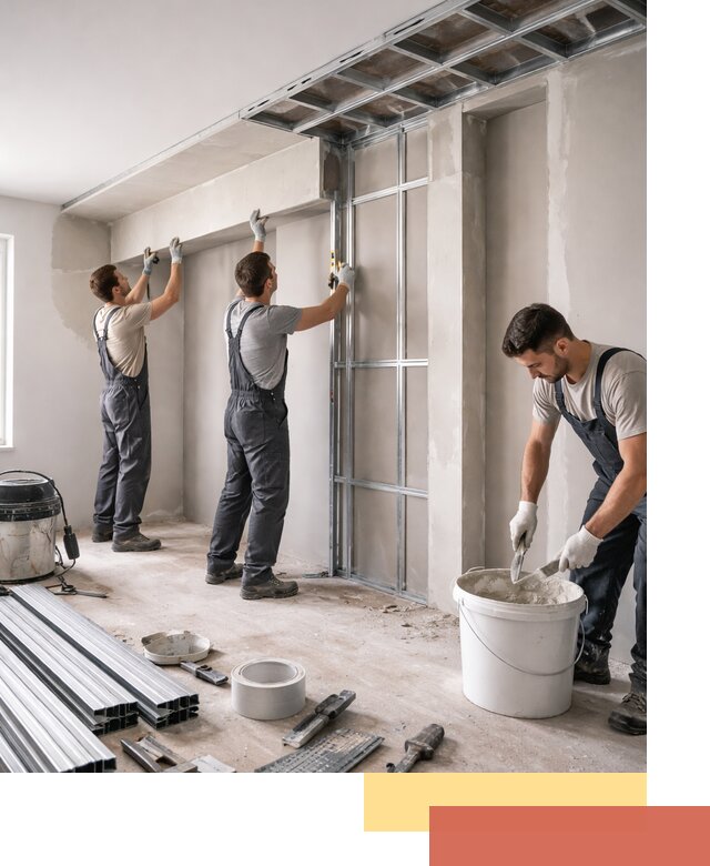 Монтаж потолка из гипсокартона с нишей в Полевском