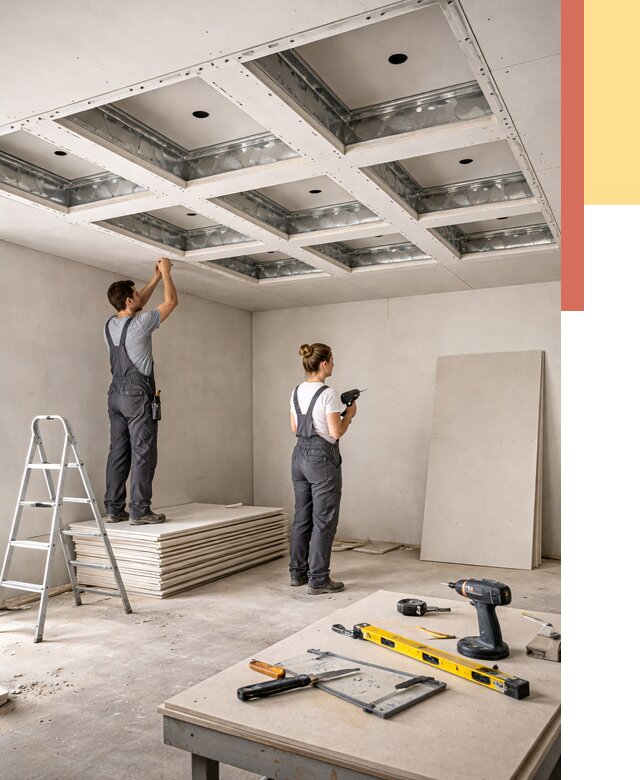 Кессонный потолок из гипсокартона в Полевском от 1899 руб. — монтаж и под ключ | ОТДЕЛОЧНИК-Плв