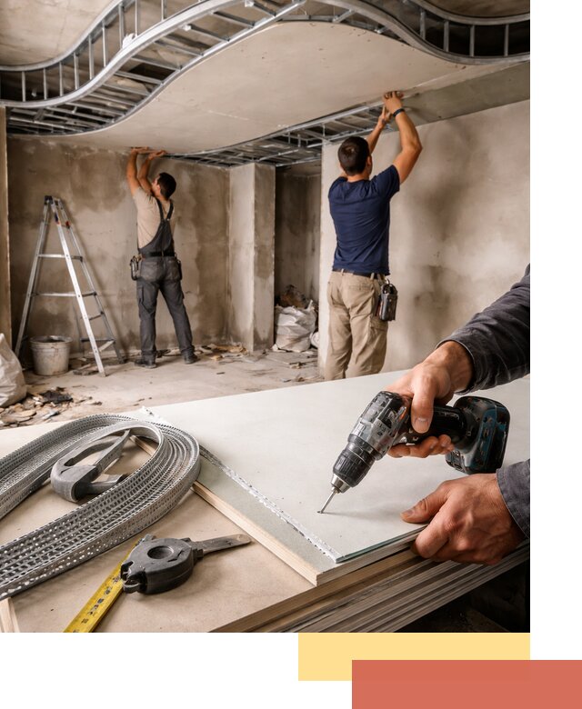 Криволинейный потолок из гипсокартона в Полевском — монтаж и отделка