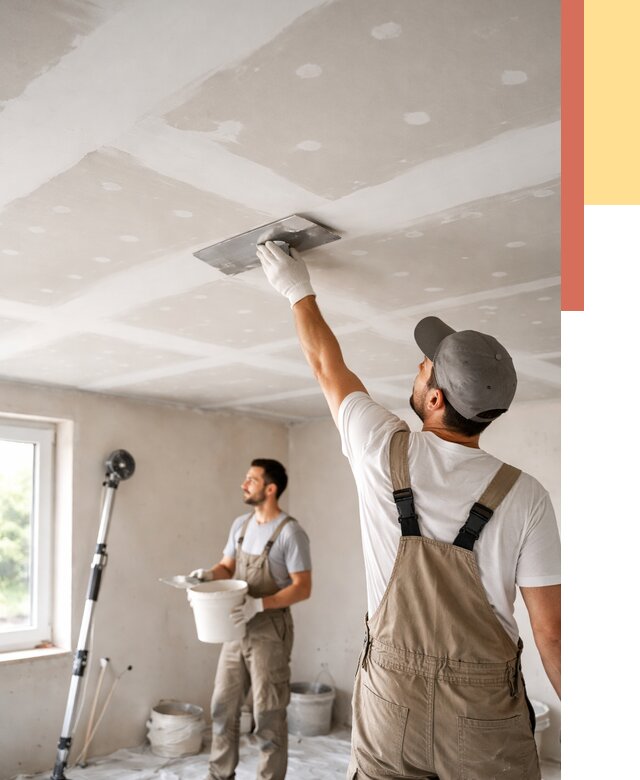 Шпаклевка потолка из гипсокартона в Полевском от 3285 руб./м2 — услуги под ключ | ОТДЕЛОЧНИК-Плв