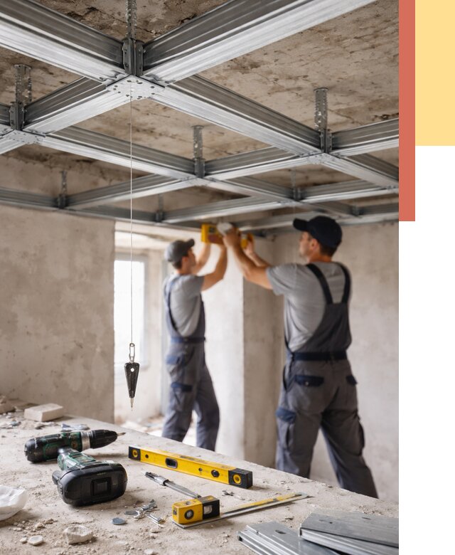 Монтаж каркаса потолка из профиля в Полевском от 4619 руб. — услуги ОТДЕЛОЧНИК-Плв