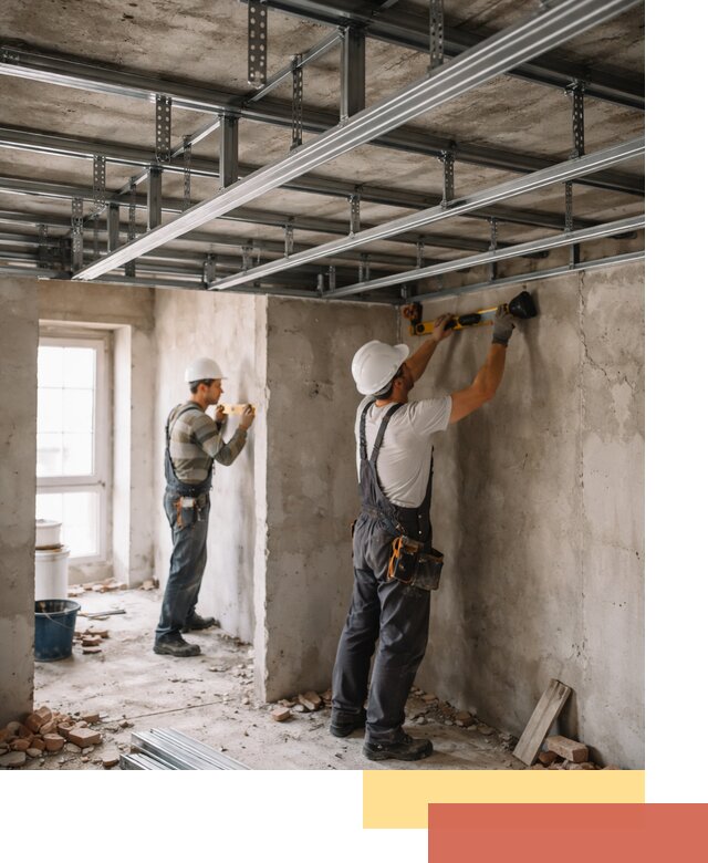 Монтаж каркаса потолка из профильного профиля в Полевском