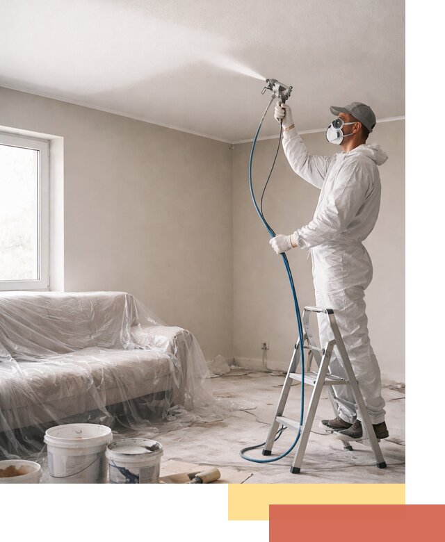 Покраска потолка краскопультом в Полевском быстро и качественно