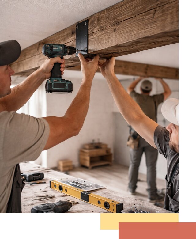 Монтаж декоративных потолочных балок в Полевском